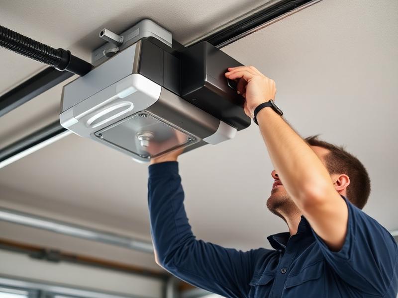 Professional garage door opener installation on ceiling